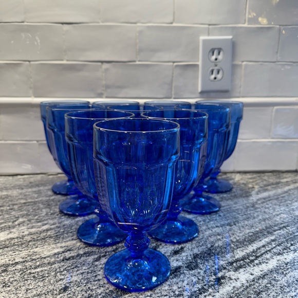 Set Of 10 Vintage Libby Duratuff Gibraltar Iced Tea6 7/8 Inch Cobalt Blue
